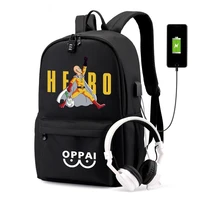 anime backpack one punch man saitama schoolbag book bags black leisure shoulder travel bags