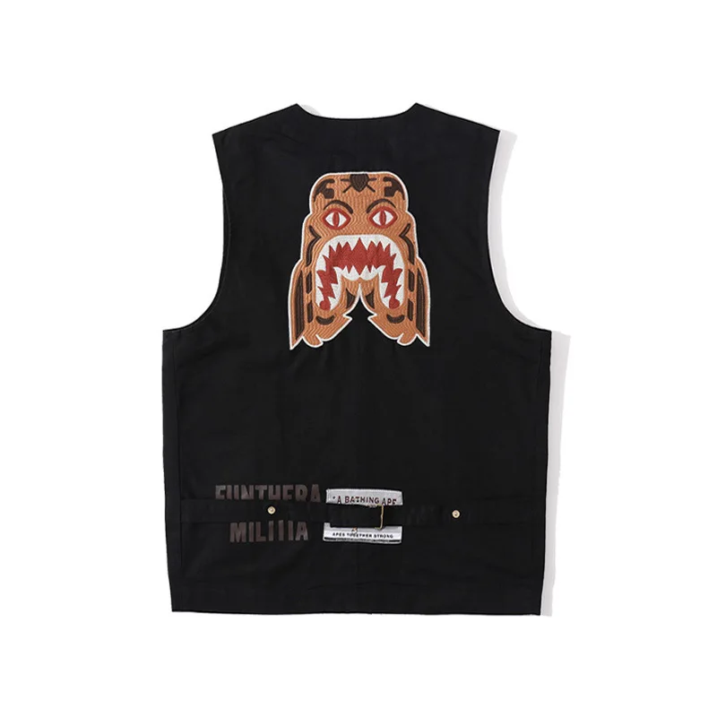 

Spring New Men's Clothing Fashion Head Embroidery Tiger Head Golden Bottle Opener Frock Vest