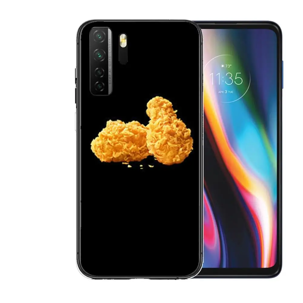 Черный мягкий чехол с изображением жареной курицы и хлеба пухом для Huawei Nova 8 7 6 SE 5T