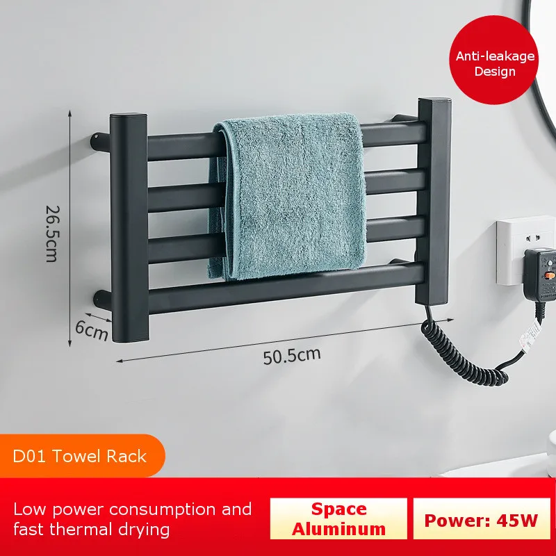 

Intelligent Thermostatic Electric Heating Towel Rack Shelf Space Aluminum Heating Household Towel Drying Racks Rail Towel Warmer
