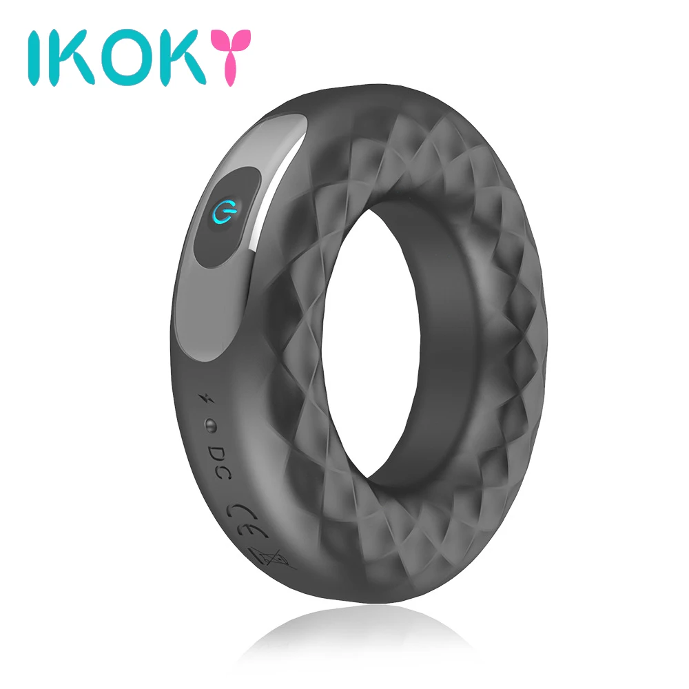 IKOKY 10 частот USB перезаряжаемое кольцо эрекции с задержкой эякуляции вибрирующее