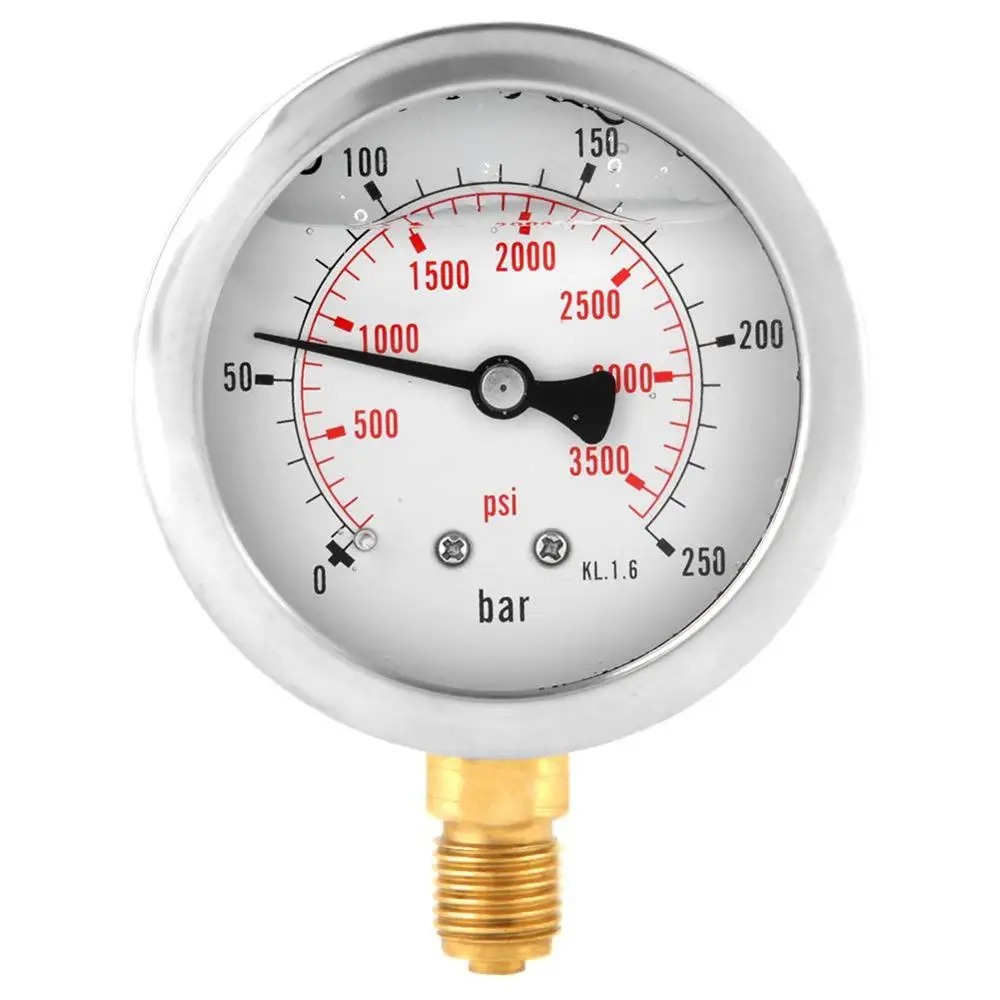 Металлический манометр 0-250Bar 0-3750PSI 1/" 63 мм Циферблат гидравлический манометр измерительный инструмент