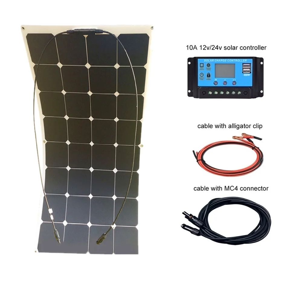 RG Sunpower Гибкая солнечная панель 110вт; монокристаллическая полугибкая солнечная панель 110 Вт; солнечная батарея 19.1% эффективность зарядки