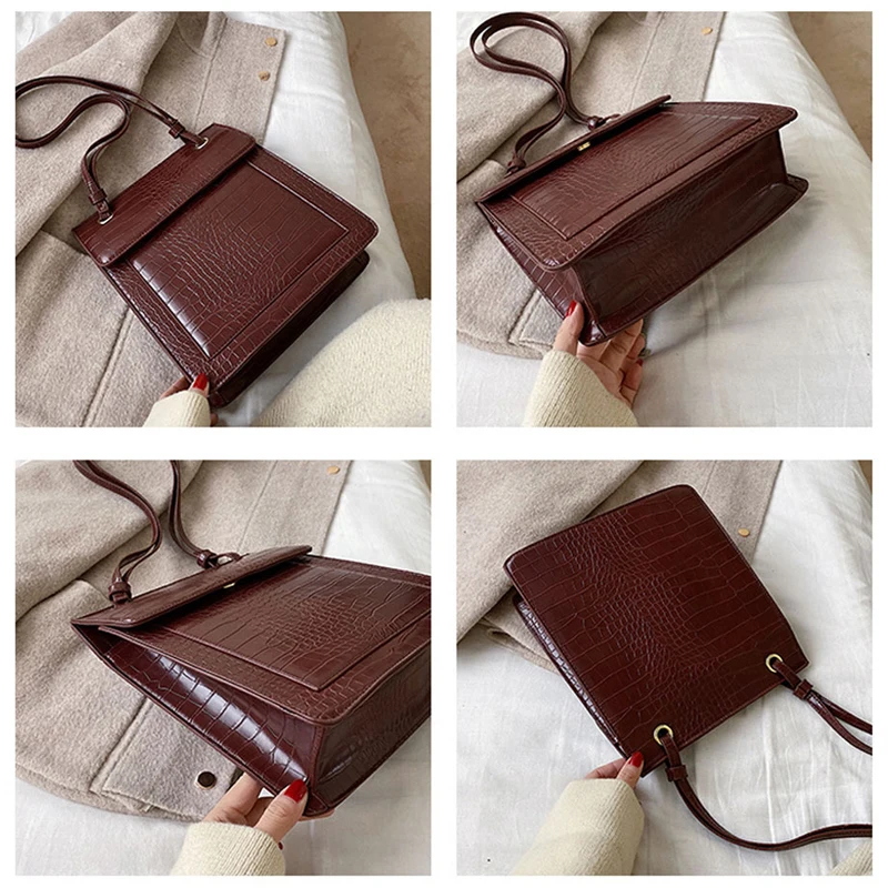 

BolsosSac Fashion Stone Pu Leather Women's Handbags Luxury Shoulder Bags For Women 2021 New Designer Flap Handbag Female Tote