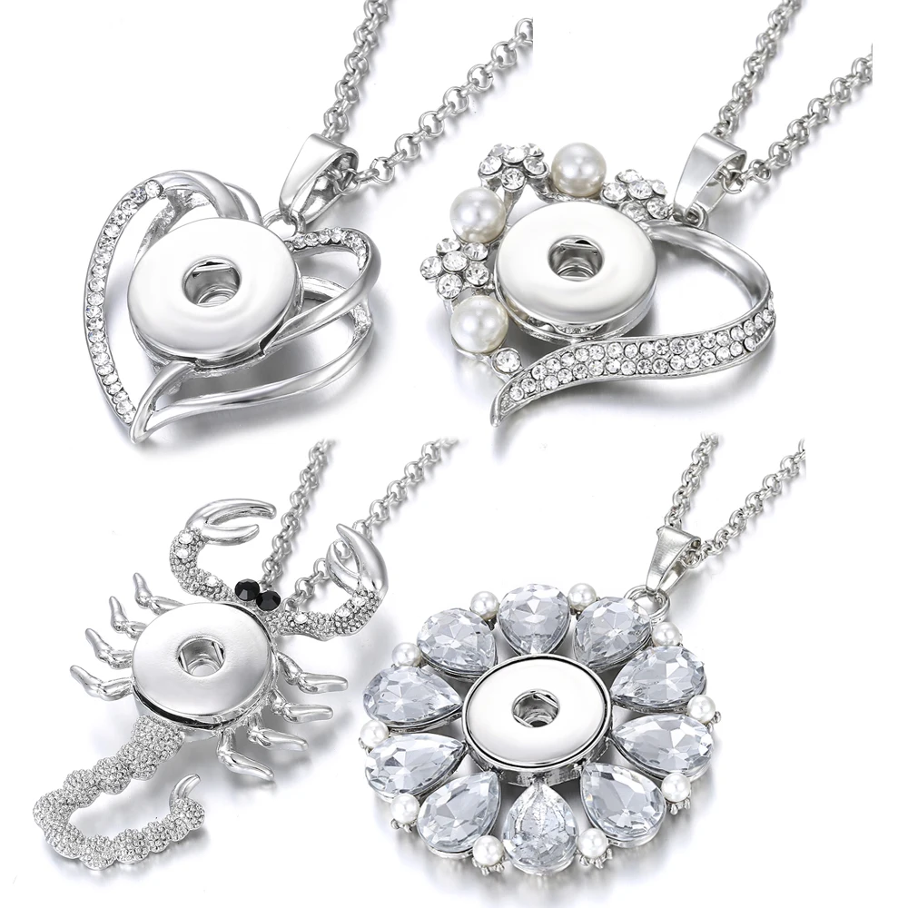 Новое Ювелирное колье металлическая кнопка со стразами ожерелье 18 мм Сердце