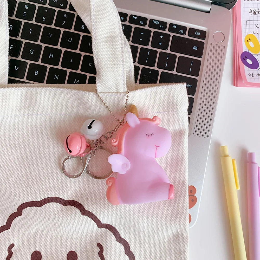 

Fancy&Fantasy Rainbow PVC Animal Unicorn Keychain for Men Women Bag Ornament Phone Key Chains Porte Clef keyring Bag Decoration