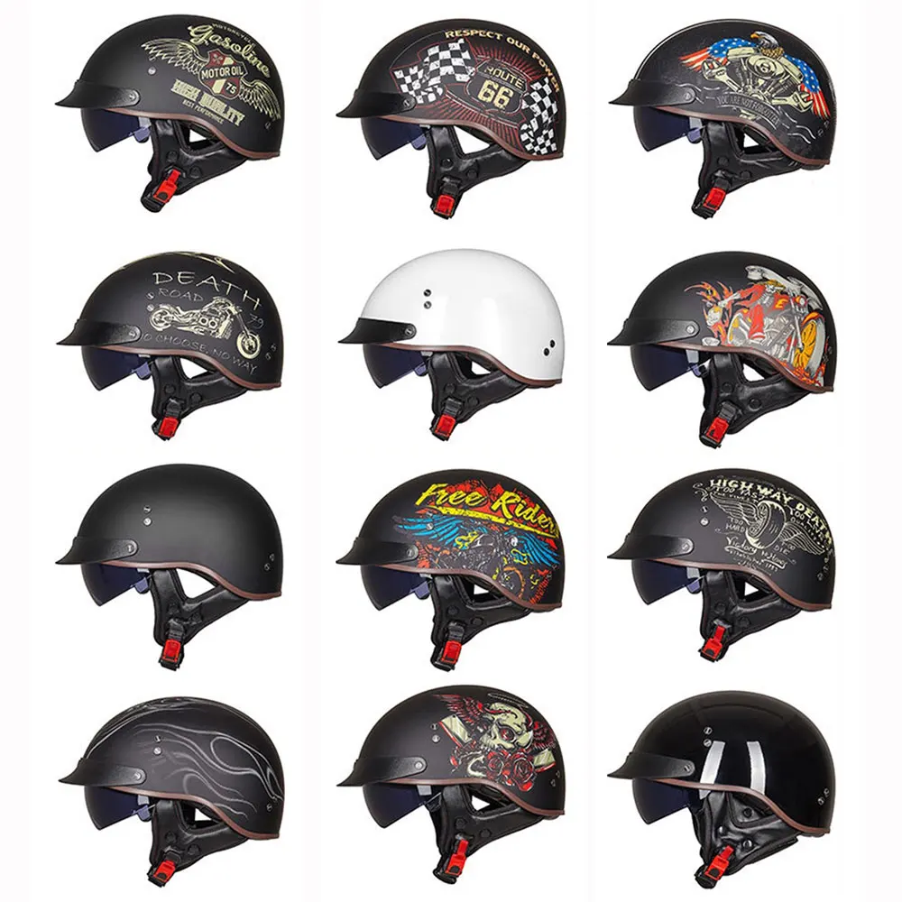 Мотоциклетный шлем винтажный для мотоциклистов с открытым лицом мужчин и женщин