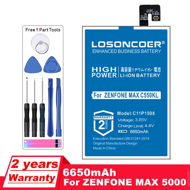 Аккумулятор LOSONCOER 6550 мАч C11P1508 для Asus Zenfone Max 5000 5000Z ZC550KL C550KL Z010DA Z010AD Z010DD|Аккумуляторы