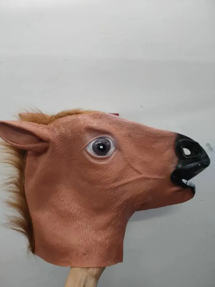 Маска на голову лошади латексная маска для Хэллоуина страшный костюм животного