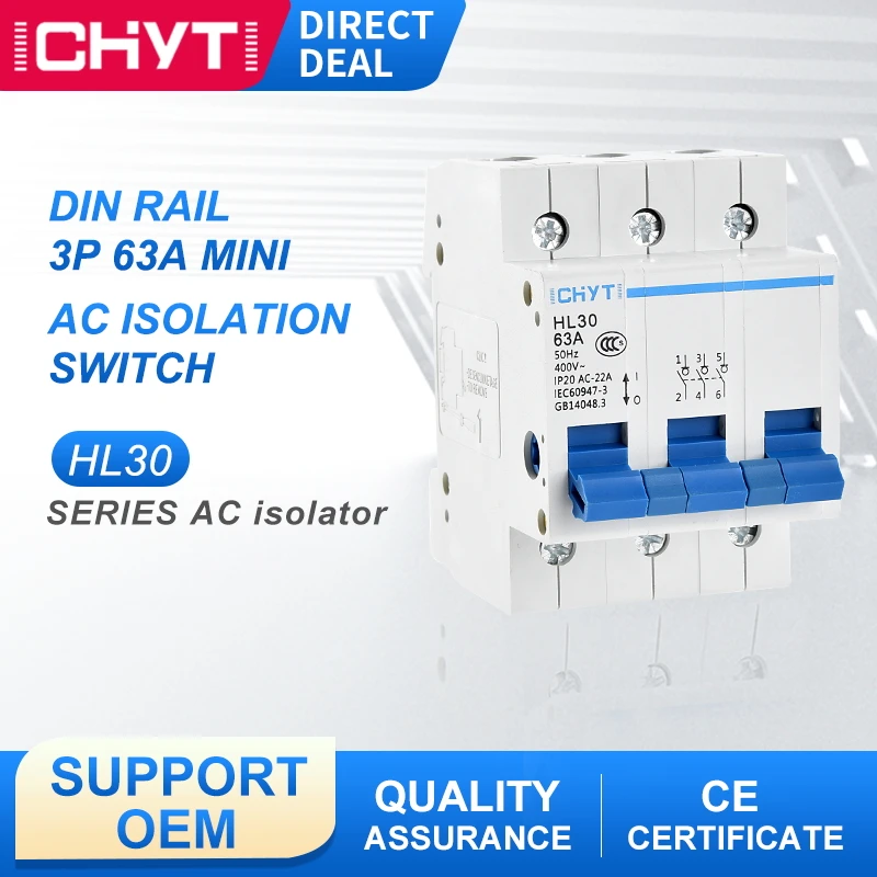 HL30 низкое напряжение 400 В 3 P 63a фазный изолятор переключатель Disconnector AC 50 Гц мини