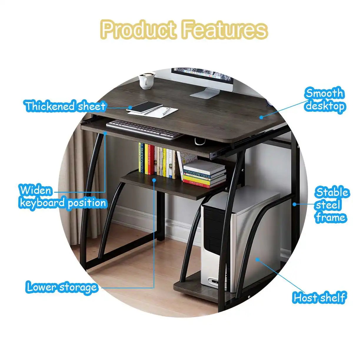 

Modern Wooden Computer Desk Table Wood Computer Laptop Table Study Simple Work Office Holder Rack Supplies Office Desk Chair Hot