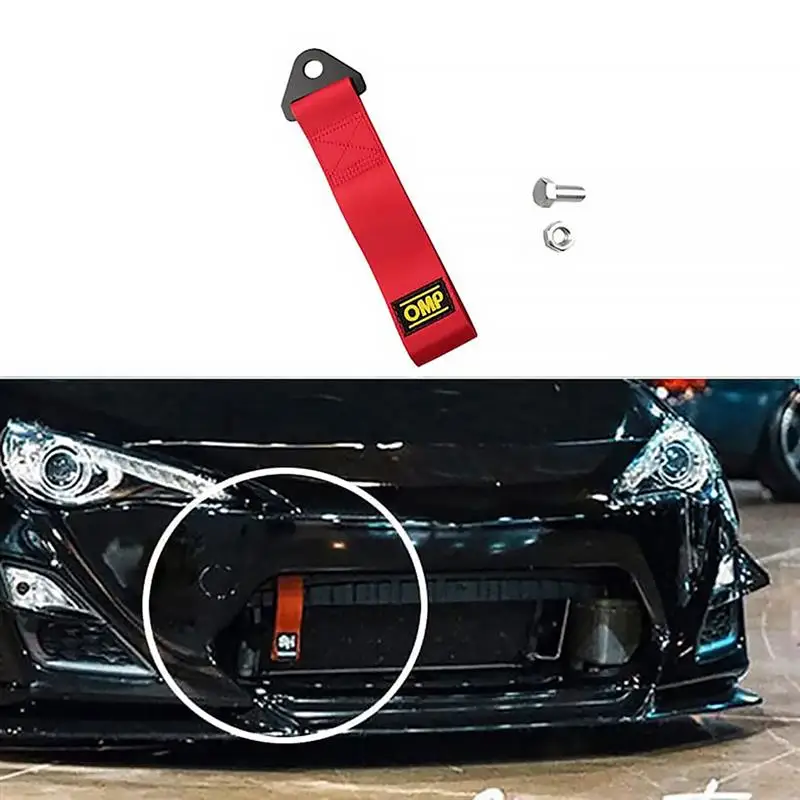 

Tow Rope Universal Car Racing Ropes Eye Strap Trailer Strap Bumper Trailer Max 2T Tow Strap With Nuts 26Cm High-Strength Nylon