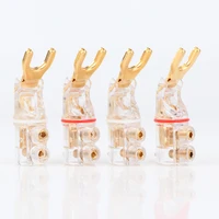 4pcs sy1523 hifi audio pure copper y spade plugs loudspeaker cable connector plug gold plated spade connector