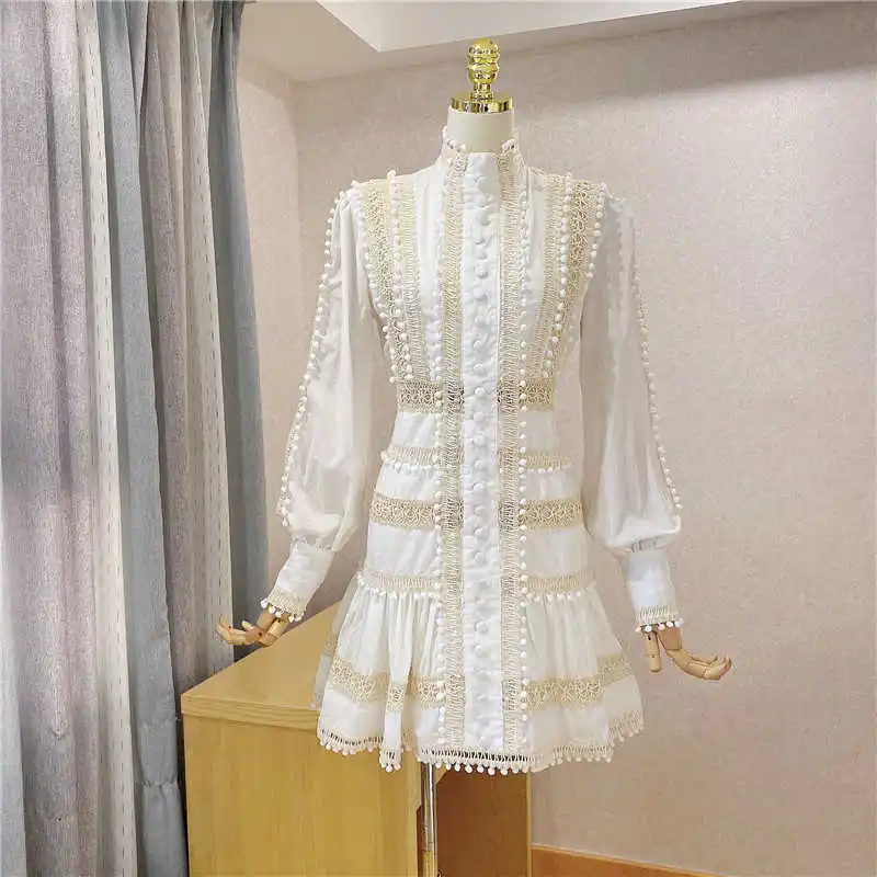 Платья для женщин на пуговицах с вышивкой и бахромой в класса люкс высоким плотно