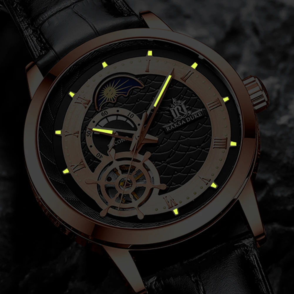 2021 Luxury Automatic Mechanical Hollow Dial Watch Men Wristwatch Luminous Waterproof Mens Fashion Watches Relogio Masculino New enlarge