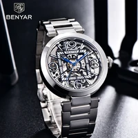 benyar 2021 new top brand mens automatic mechanical watches night light hollow design waterproof sports watch relogio masculino