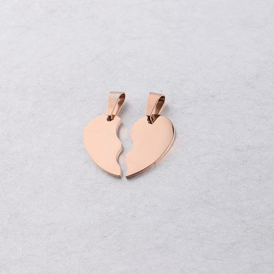 

Stainless Steel Split Heart Charm Broken Heart Pendant Mirror Polish 2 Half Of Heart For DIY Jewelry Making Couple Jewelry