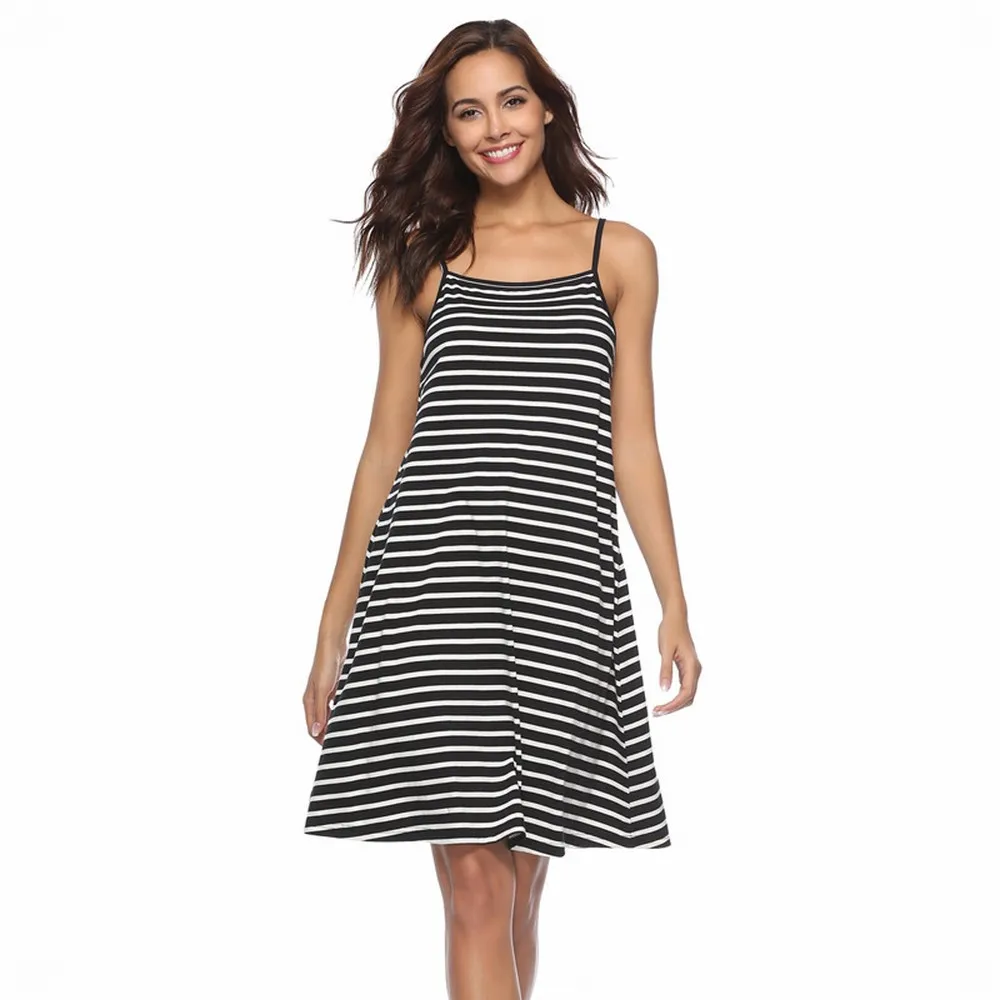 Мода 2020 женское черное Полосатое сексуальное платье с открытой спиной летнее на