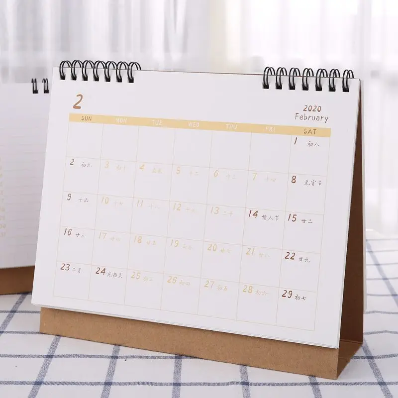 

G92E Simple Desktop Standing Paper 2020 Double Coil Calendar Memo Daily Schedule Table Planner Yearly Agenda Desk Organizer