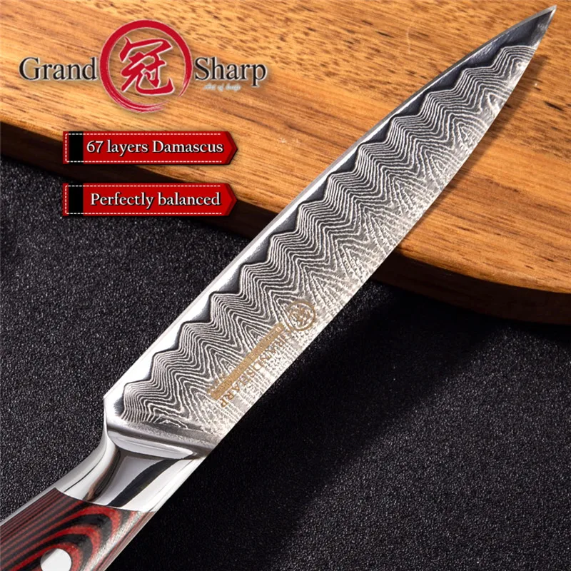 Нож для кухни GRANDSHARP Damascus 5 дюймовый утилита VG10 японская сталь Шеф-повар 67 слоев