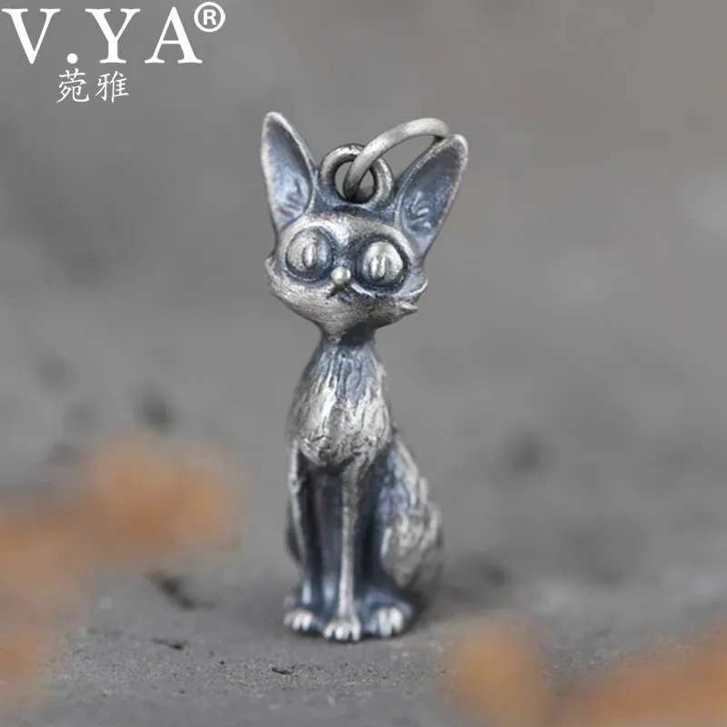 

V.YA 925 Sterling Silver Animal Fox Pendant Necklace for Women Girl Gift Retro Silver Fox Fine Jewelry