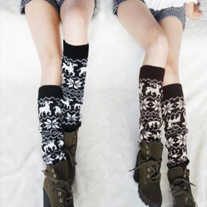 5 цветов вязаные крючком зимние длинные гетры модные женские носки для девочек