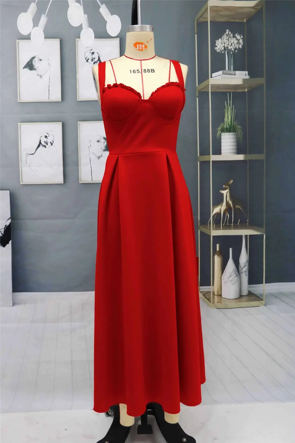 

Princess Red A Line Women Summer Dress Prom Sweetheart Party Evening Dress Sleeveless Tea Length vestidos de fiesta
