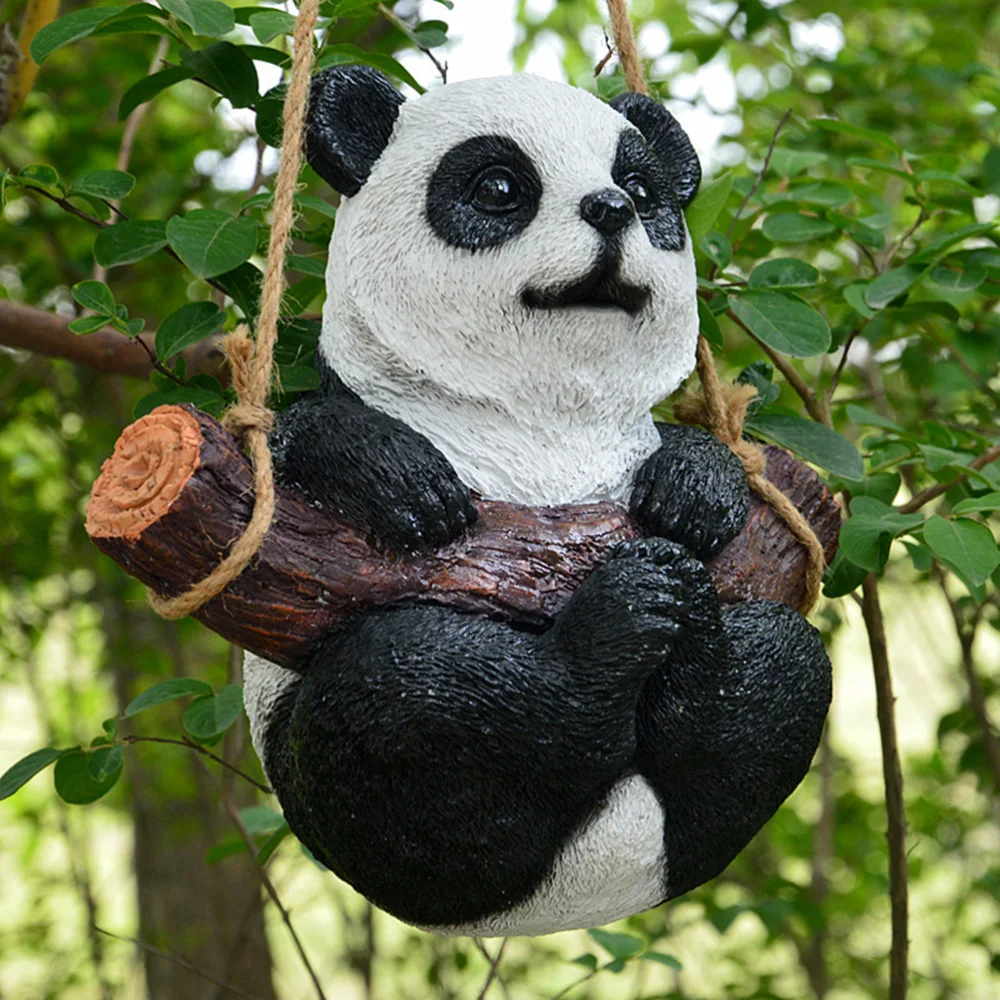 

Animal Garden Statue Resin Swing Panda Funny Outdoor Sculpture Ornaments Decor Best Indoor Outdoor Figurines for Patio Yard Lawn