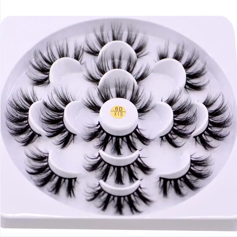 7 Pairs X15 4 пары, 3D, норковые накладные ресницы, 25 мм, ресницы, толстые, длинные, мягкие, пушистые, ручная работа, не требующие грубости, норковые ресницы, инструменты для макияжа - Цвет: 7 Pairs X15