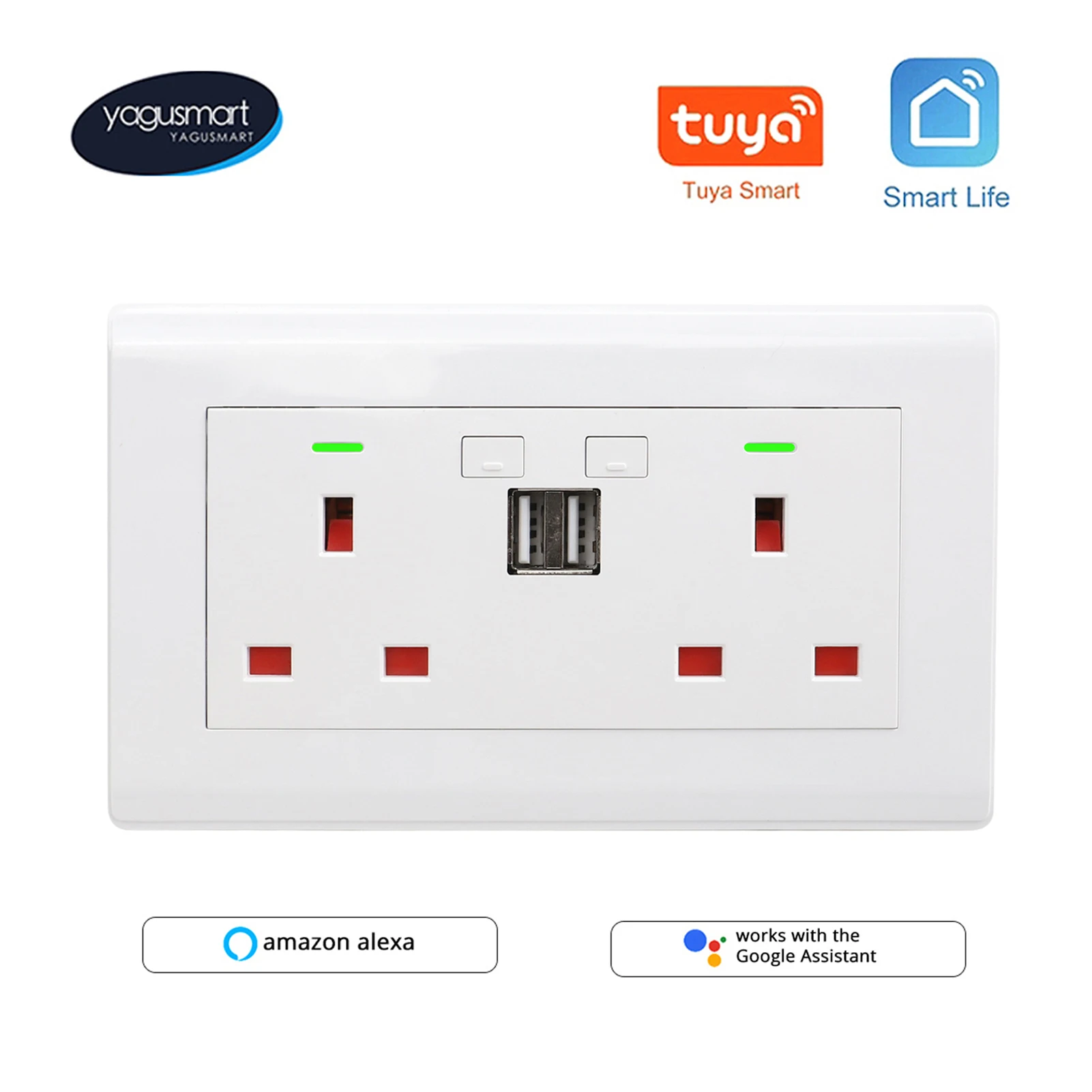 

Умная розетка Yagusmart Tuya с Wi-Fi и 2 USB-портами