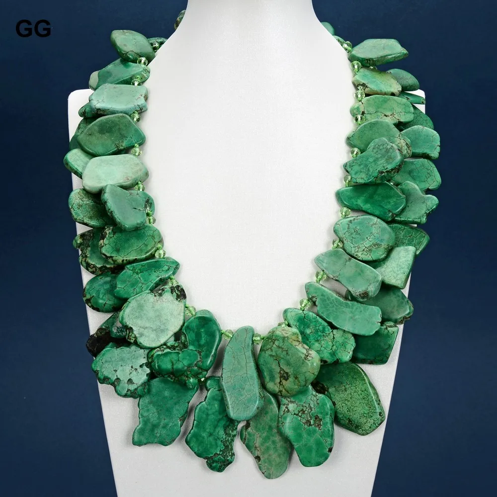 

GuaiGuai Jewelry 22'' 2 Strands Deep Green Sea Sediment Imperial Jasper Crystal Necklace For Women
