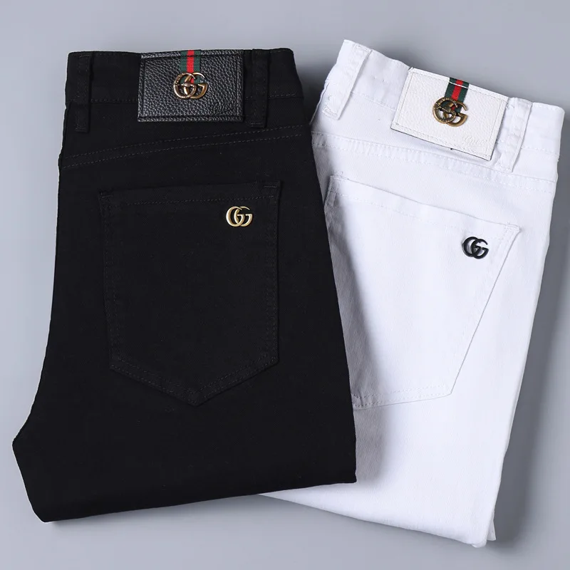 Модные итальянские Брендовые мужские джинсы весна лето Черно белые Молодежные