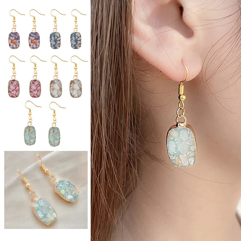 

Женские Геометрические серьги из натурального камня, Разноцветные серьги с узором бабочки, Модная бижутерия 2021, вязаные крючком, в стиле бо...