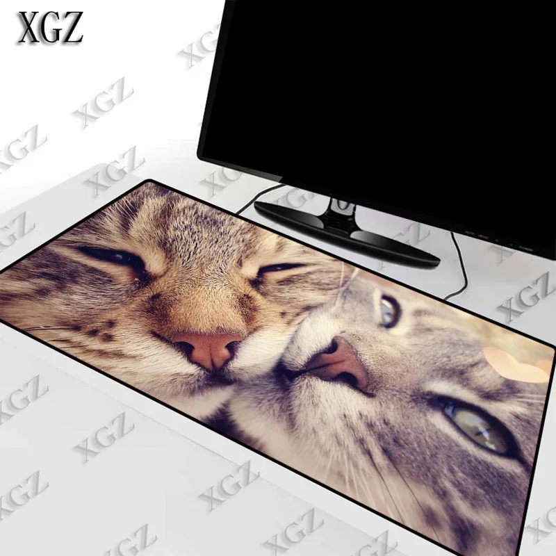 

Большой игровой коврик для мыши XGZ с изображением двух милых кошек и целующихся животных, резиновый коврик для компьютерной Геймерской Мыши...