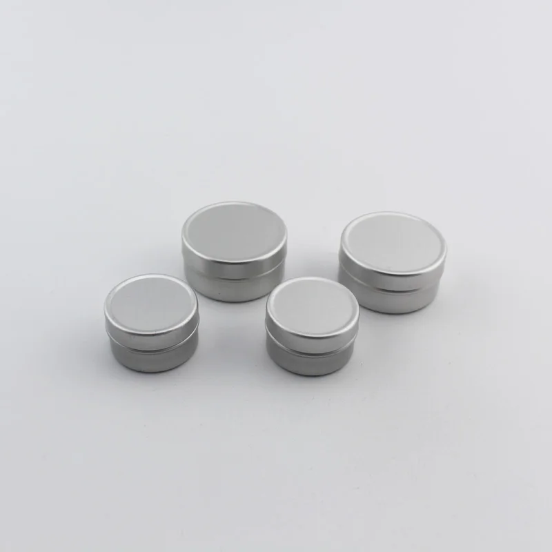 

50pc 5g 10g Aluminum Empty Cosmetic Container With Lids Small Lip Balm Tin Solid Perfume Cosmetic Packaging Jar Sample Bottle