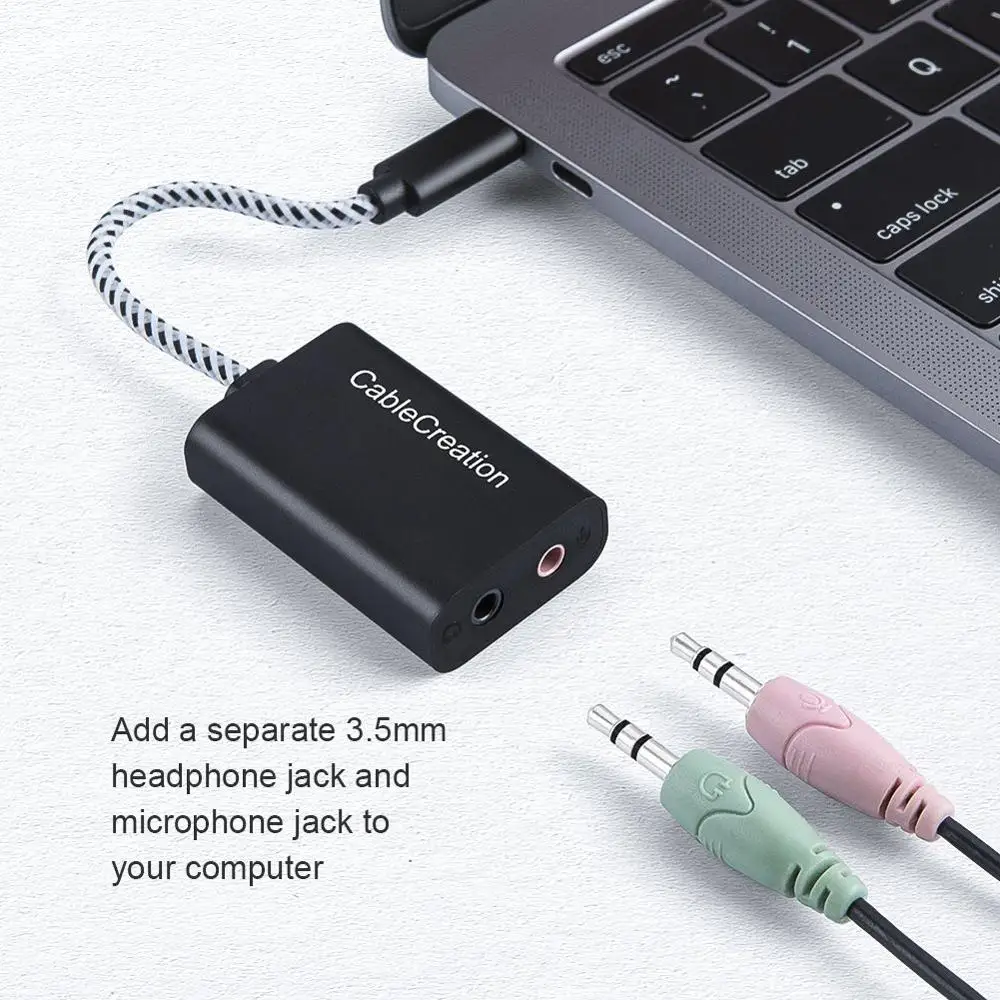 Звуковая карта CableCreation USB C внешний разъем 3 5 мм аудиоадаптер Type-C микрофон для