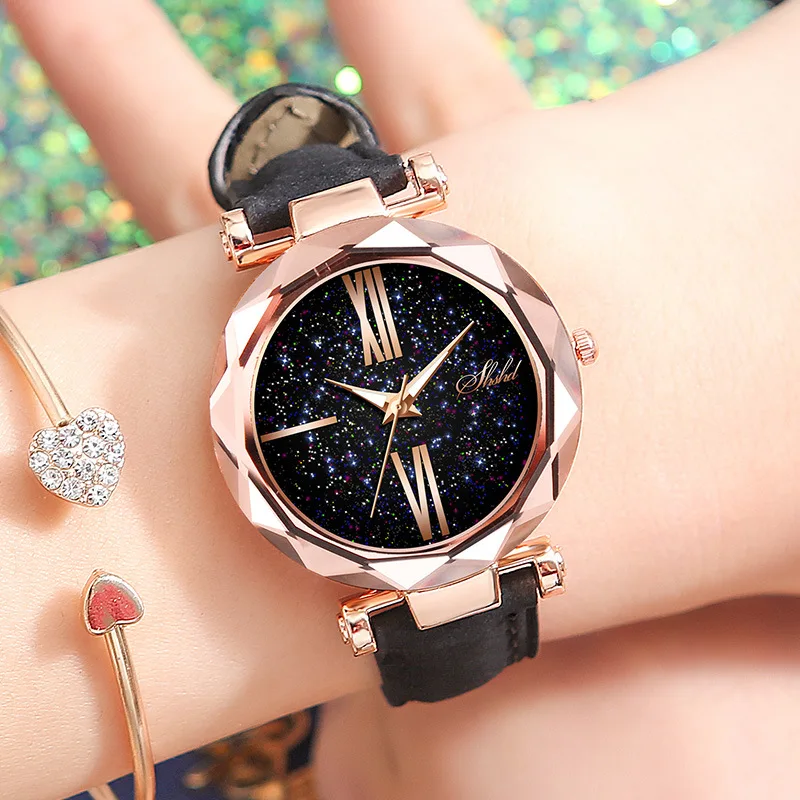 

Vogue Fashionable Casual womenS Watch Watches Sky The Stars Watches Female Students Trend Strap Watches Belt Watch Customized