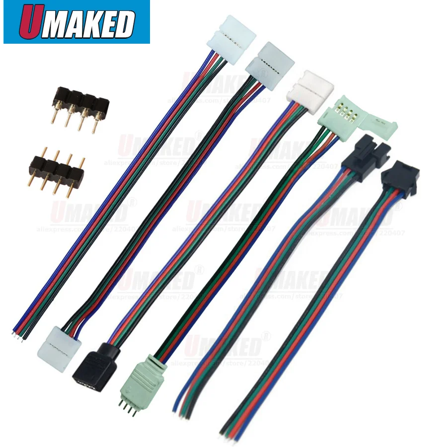 Светодиодная лента RGB разъем 4pin 10 мм Бесплатная сварка питания T L адаптер чипа для