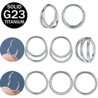 zs 16g g23 titanium hoop nose ring zircon septum piercing ring women circle nose ring crystal helix cartilage earrings round