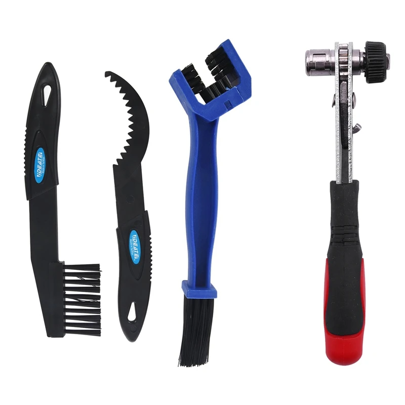 

3Pcs Machine Motorcycle Bike Chain Wheel Clean Cleaning Brush Motorbike Tool Set with Mini Rapid Ratchet Wrench