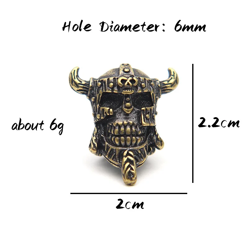 

Antique Brass Viking Pirate Skull Bead Fit for Paracord Bracelet Fashion Keychain Charm Pendant DIY EDC Outdoor Tool Accessories