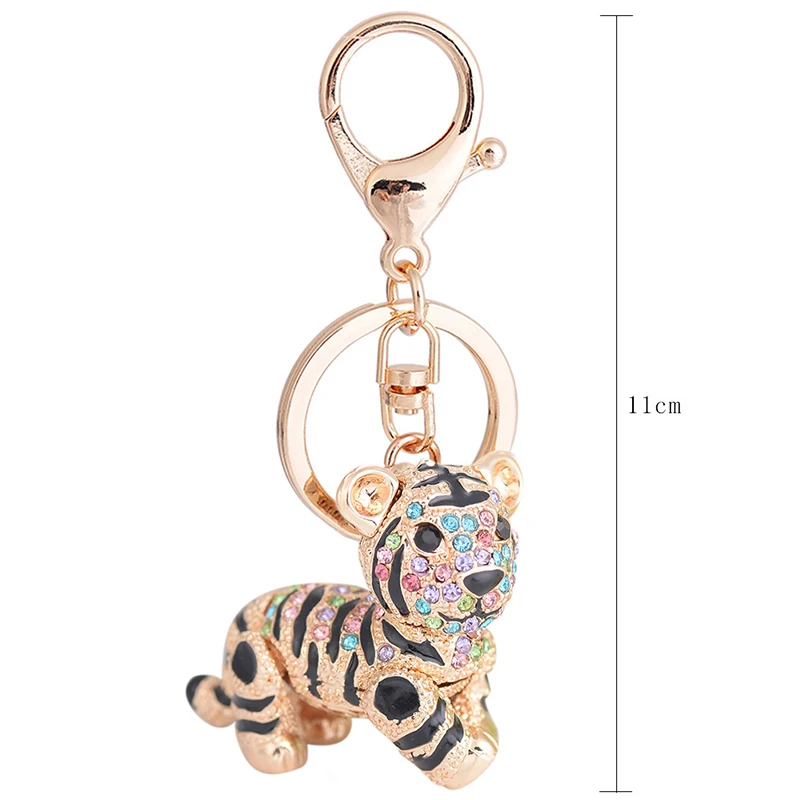 Брелок с тигром в виде животных кристаллами женский аксессуар для сумки