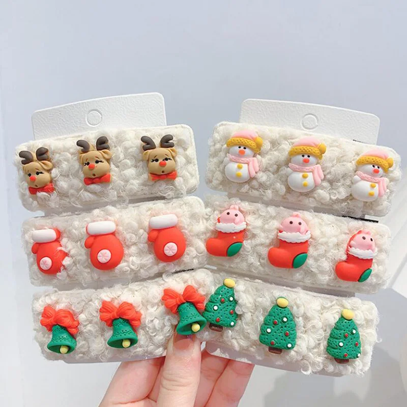 

Заколка для волос женская плюшевая, милый зажим для волос в Корейском стиле, Рождественская заколка из овечьей шерсти, аксессуары для волос