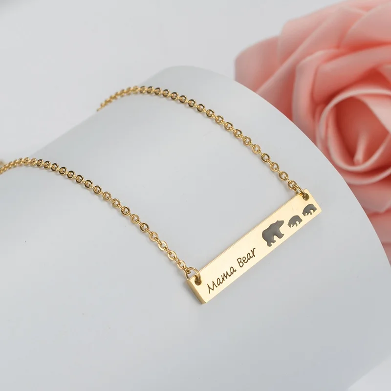 ZPAMS ожерелье из нержавеющей стали Женская этикетка с медведем животное золотое