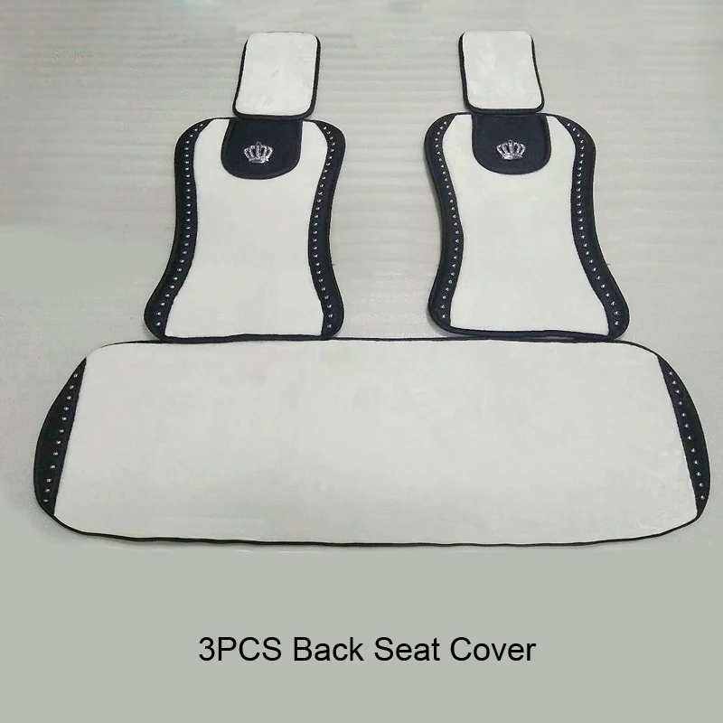 

Зимние универсальные чехлы на автомобильные сиденья из искусственного меха, украшение короны, заклепки, плюшевые подушки на передние сиденья, бархатный коврик для сиденья, аксессуары для автомобильного интерьера