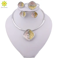african beads dubai jewelry set silver color nigeria necklace earrings women turkish costume jewelry fashion new arrivals