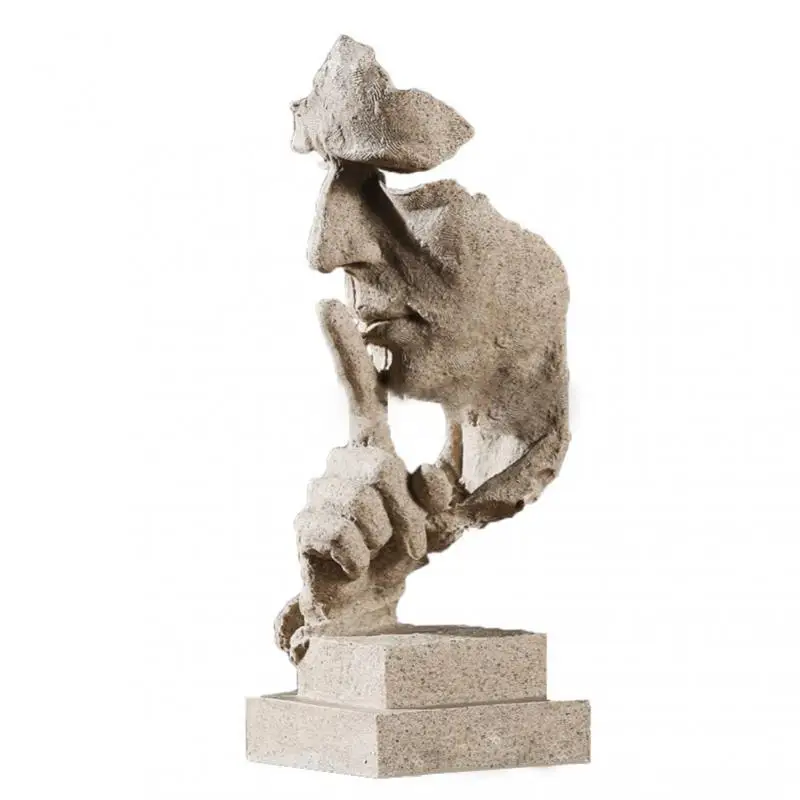 

Home Decoration Silence Is Gold Resin Statues Philosophy Nordic Retro Vintage Home Ornaments Decorative Statues Sculptures