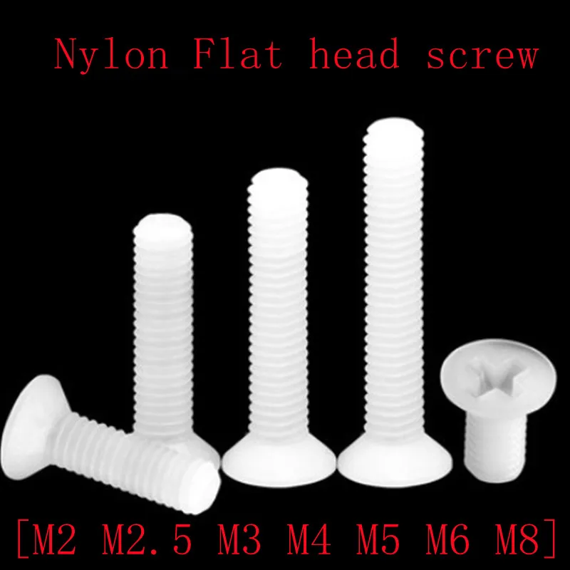 

10-50 шт. M2 M2.5 M3 M4 M5 M6 M8 нейлоновый винт с плоской головкой изолированный пластиковый с потайной головкой