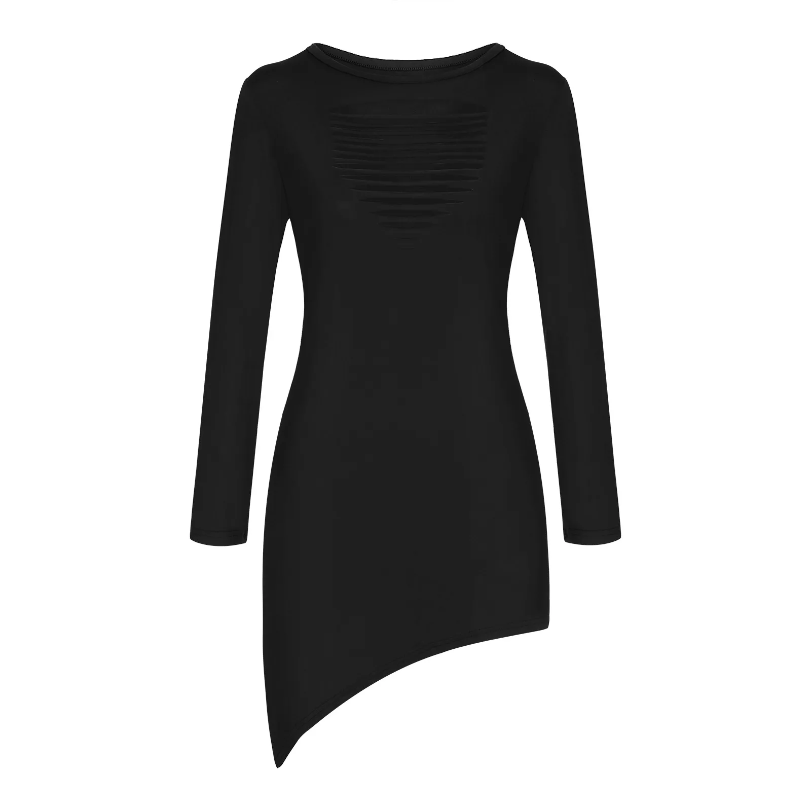 

Summer Long Dresses Sexy Dress Women Boho O-neck Long Sleeve Elastic Hollow Out Irregular Casual Slim Dress 2021