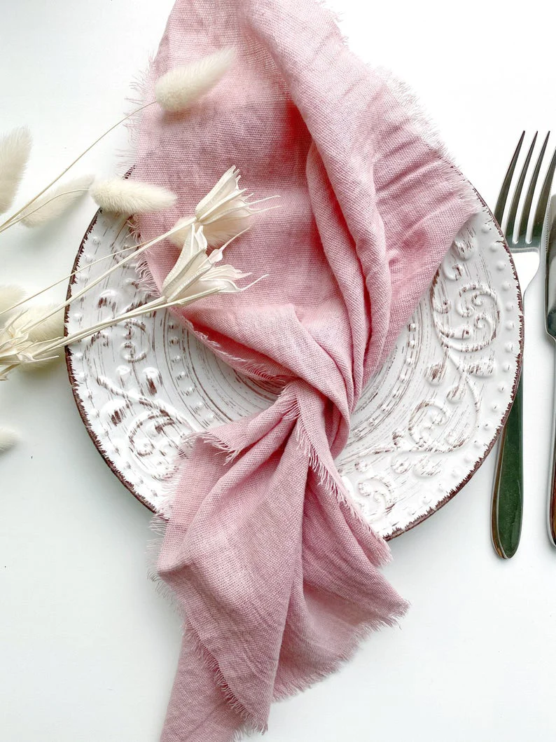 NP013B custom made wedding blush pink green white gold burgundy terracotta navy purple cotton cheesecloth gauze table napkin | Дом и сад